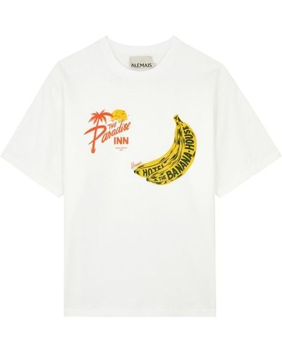 ALÉMAIS Banana Printed Cotton T-Shirt - White
