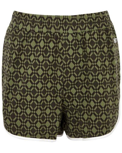 Wales Bonner Power Patterned Stretch-Cotton Shorts - Green