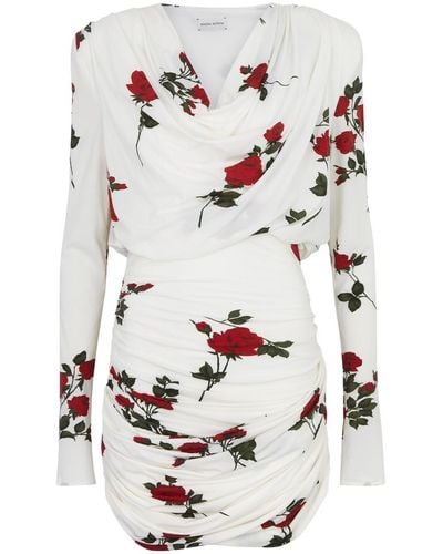 Magda Butrym Floral-Print Draped Stretch-Jersey Mini Dress - White