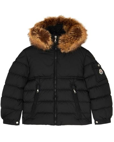 Moncler Kids New Byron Faux Fur-Trimmed Quilted Shell Jacket () - Black