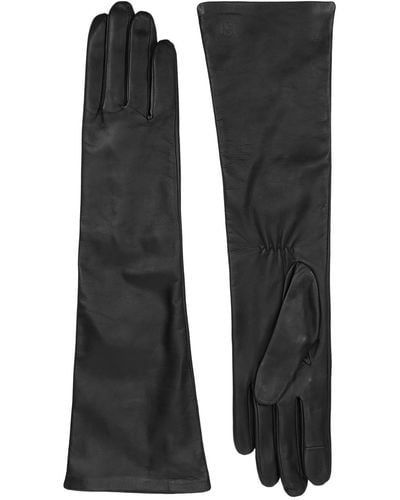 Handsome Stockholm Essentials Long Leather Gloves - Black