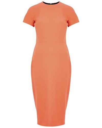 Victoria Beckham Crepe Midi Dress - Orange