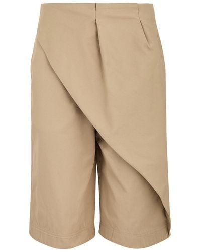 Loewe Asymmetric Layered Cotton Shorts - Natural
