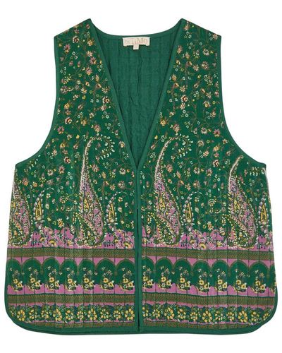 byTiMo Floral-print Quilted Satin Gilet - Green