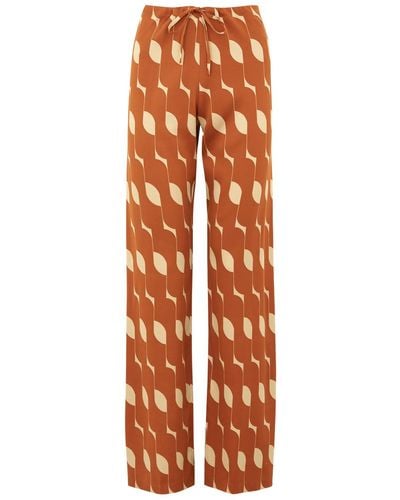 Dries Van Noten Pachas Bis Printed Stretch-Silk Trousers - Orange