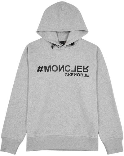 3 MONCLER GRENOBLE Logo Hooded Cotton Sweatshirt - Grey