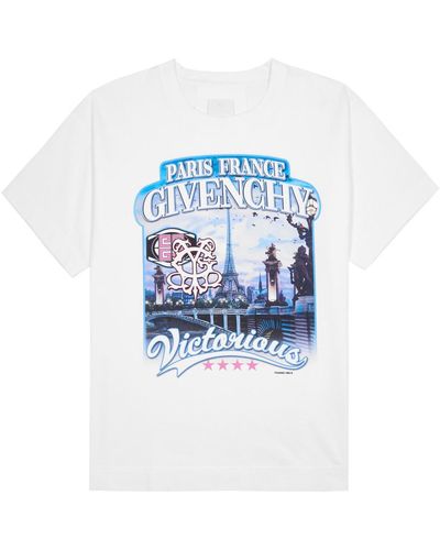 Givenchy World Tour Printed Cotton T-shirt - Blue