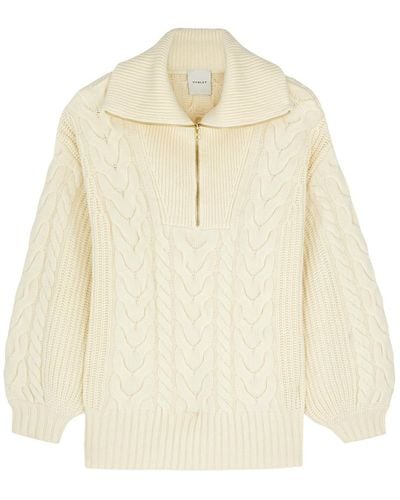 Varley Daria Cable-knit Half-zip Sweater - Natural