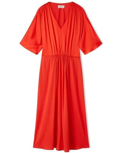 Jigsaw Silk Front Jersey Dress - Red