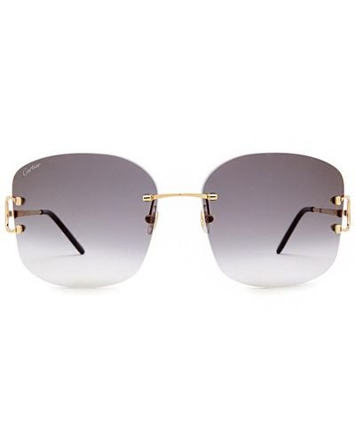Cartier Signature C De Rimless Oversized Sunglasses - Metallic