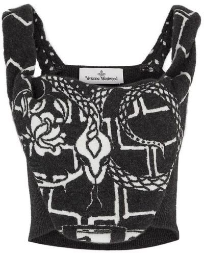 Vivienne Westwood Armor Intarsia Alpaca-blend Corset Top - Black