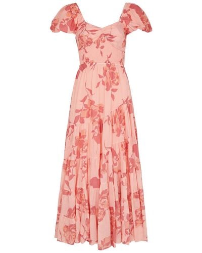 Free People Sundrenched Printed Cotton Maxi Dress - Pink