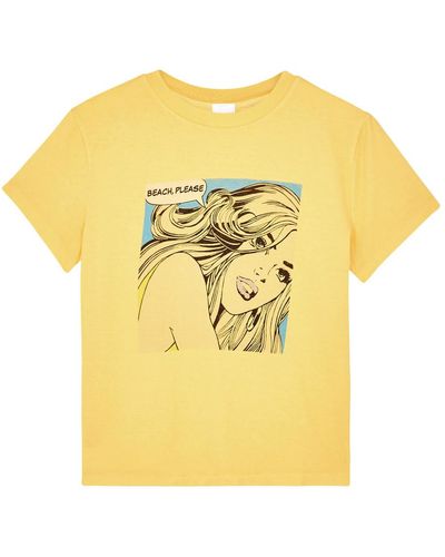 RE/DONE Beach Please Printed Cotton T-Shirt - Yellow