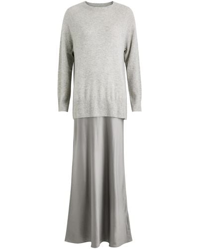 Christopher Esber Monument Cashmere And Silk-Satin Maxi Dress - Gray