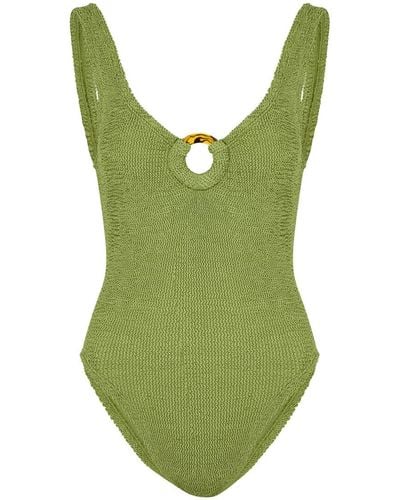 Hunza G Celine Seersucker Swimsuit - Green