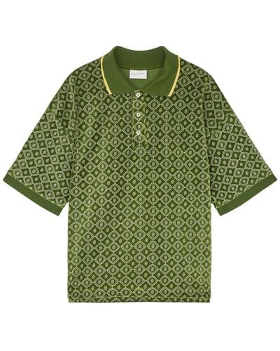 Drole de Monsieur Monogrammed Velour Polo Shirt - Green