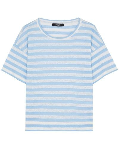 Weekend by Maxmara Falla Striped Linen T-Shirt - Blue