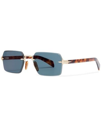 David Beckham Rectangle-frame Rimless Sunglasses - Blue
