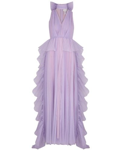 Huishan Zhang Alana Plissé Tulle Gown - Purple