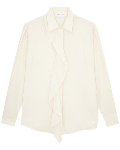 Victoria Beckham Ruffled Silk Shirt - White