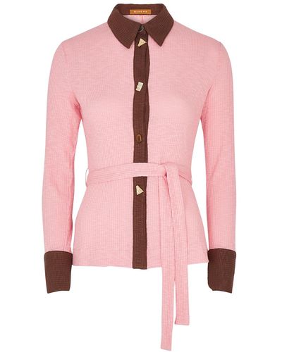 Rejina Pyo Blake Ribbed Cotton-blend Cardigan - Pink