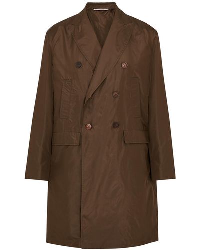 Valentino Brown Double-breasted Silk Coat