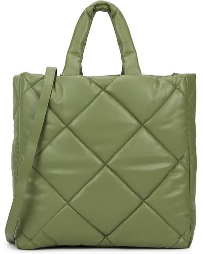 Stand Studio Assante Green Quilted Faux Leather Tote