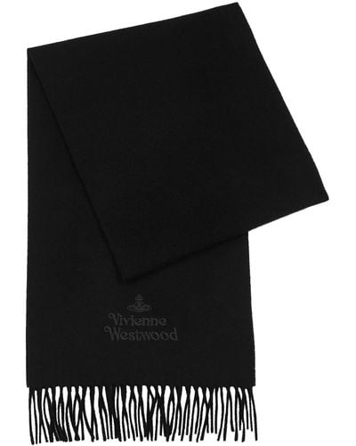 Vivienne Westwood Logo-Embroidered Wool Scarf - Black