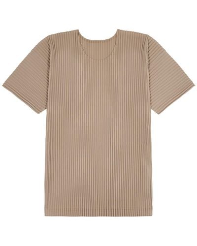 Issey Miyake Homme Plissé Pleated Jersey T-Shirt - Natural