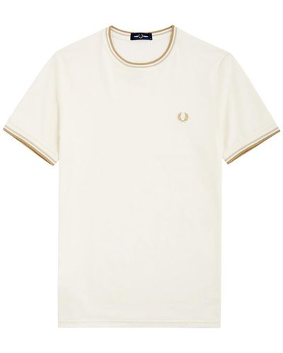 Fred Perry Logo-Embroidered Cotton T-Shirt - White