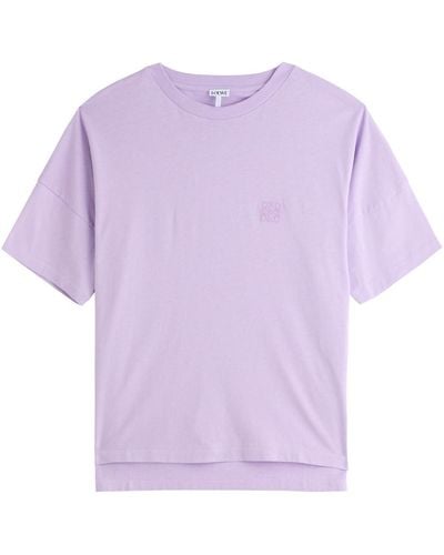 Loewe Anagram-Embroidered Cotton T-Shirt - Purple