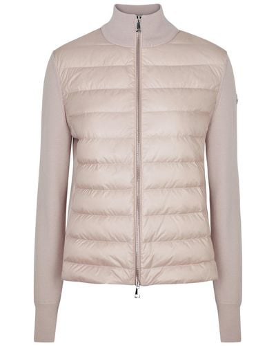 Moncler Quilted Shell And Wool Jacket - Natural