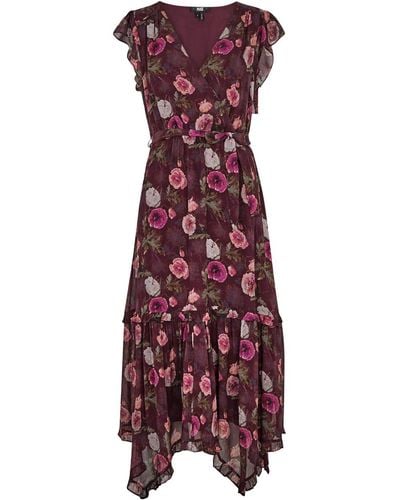 PAIGE Terrazza Floral-print Silk Midi Dress - Purple