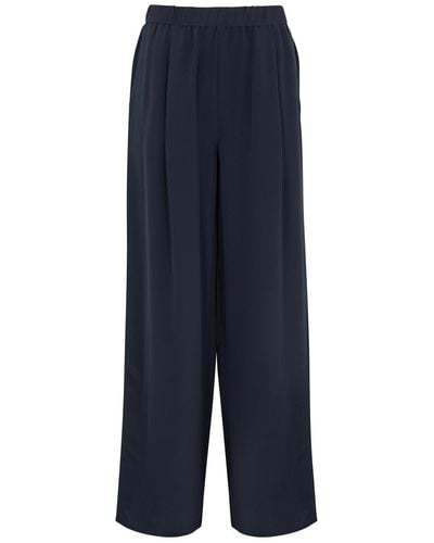 Eileen Fisher Wide-leg Silk-satin Pants - Blue