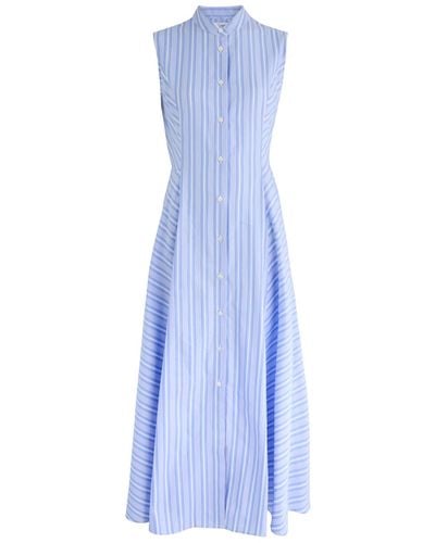 Evi Grintela Carine Striped Cotton Midi Dress - Blue