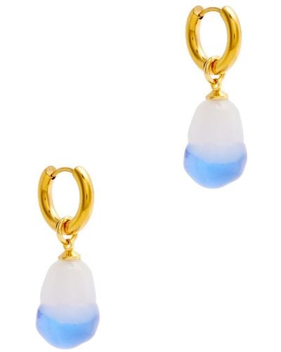 SANDRALEXANDRA Xs Glass Baroque Pearl 18kt Gold-plated Hoop Earrings - Blue
