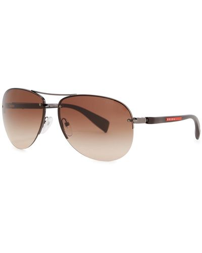 Prada Linea Rossa Aviator-style Sunglasses, Sunglasses, - Brown