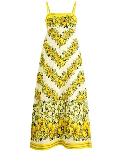 ALÉMAIS Gisela Printed Linen Maxi Dress - Yellow