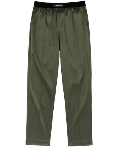 Tom Ford Stretch-silk Satin Pajama Pants - Green