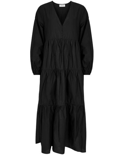 Matteau Tiered Cotton Maxi Dress - Black