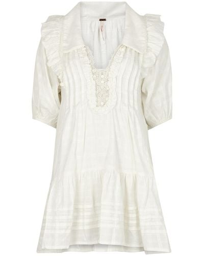 Free People Elora Ruffled Cotton-Blend Mini Dress - White