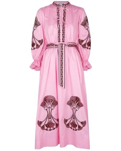 Lug Von Siga Florence Embroidered Cotton Midi Dress - Pink