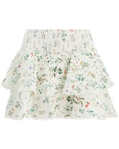 Alice + Olivia Joey Floral-Print Cotton Mini Skirt - White