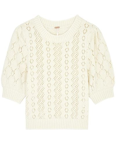 Free People Eloise Pointelle-Knit Jumper - Natural