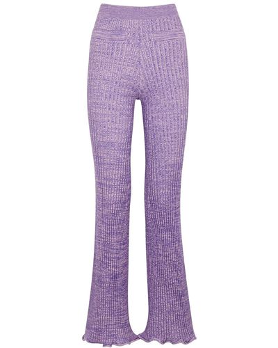 Rabanne Purple Space-dyed Ribbed Cotton Trousers