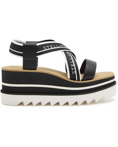 Stella McCartney Sneak-elyse Faux Leather Platform Sandals - Black