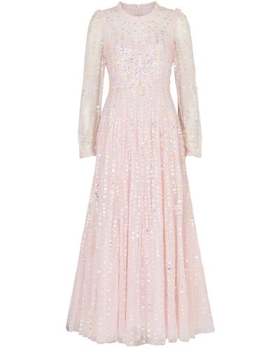 Needle & Thread Raindrop Sequin-embellished Tulle Gown - Pink
