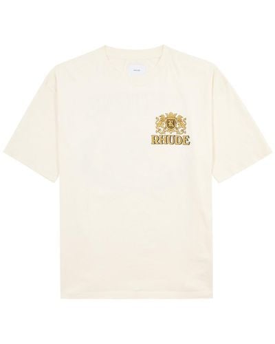 Rhude Cresta Cigar Printed Cotton T-Shirt - White
