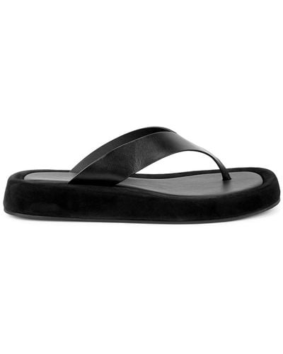 The Row Ginza Leather Flip Flops - Black