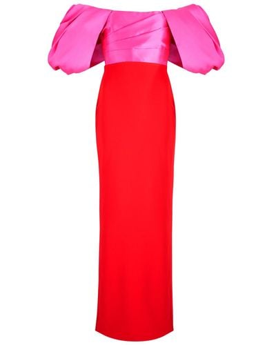 Solace London Sian Colour-Blocked Maxi Dress - Red